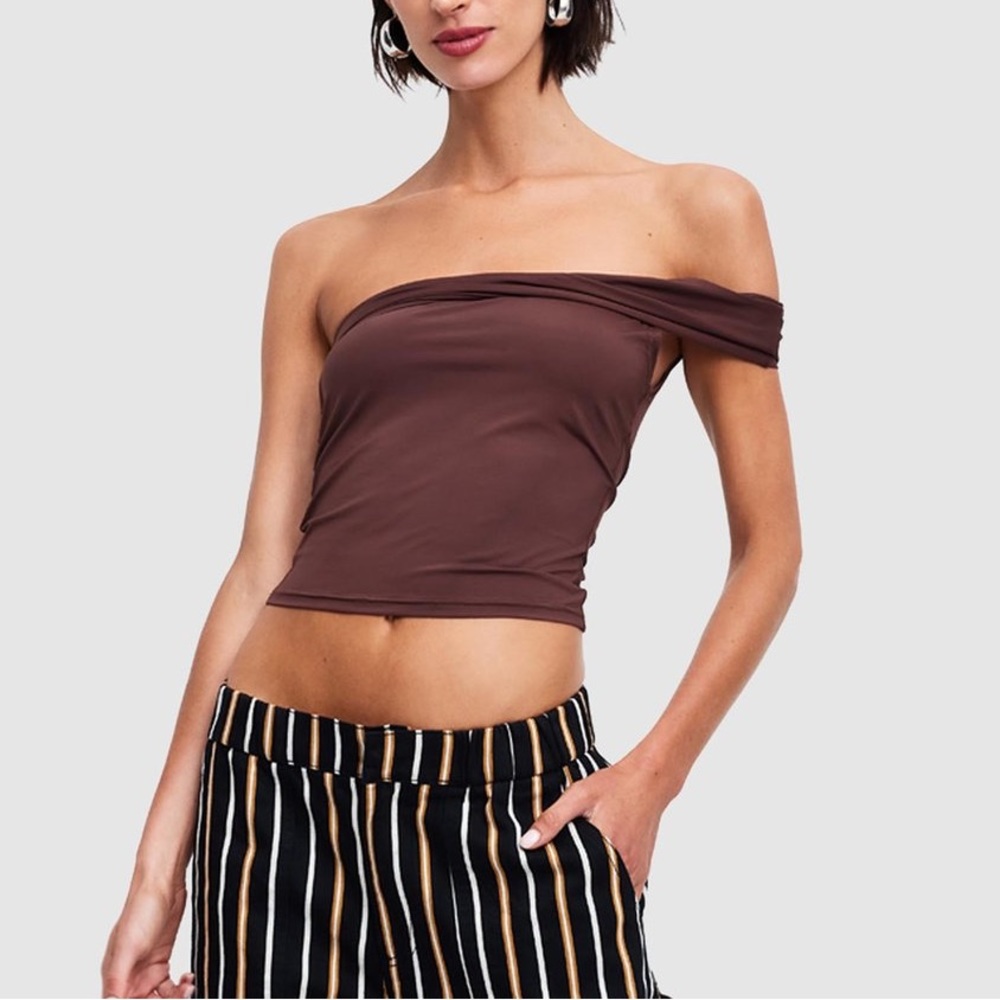 Lioness Brown Off-Shoulder Top